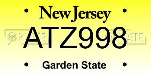 ATZ998 New Jersey License Plate
