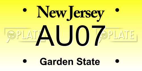 AU07 New Jersey License Plate