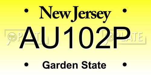 AU102P New Jersey License Plate