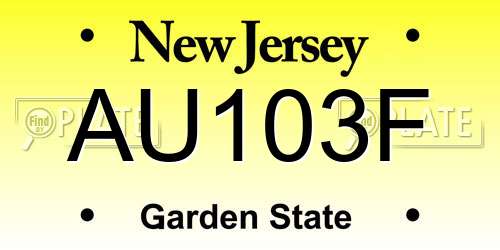 AU103F New Jersey License Plate