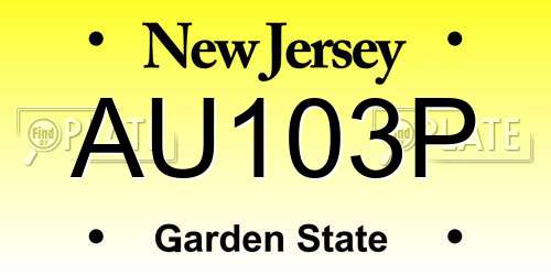 AU103P New Jersey License Plate
