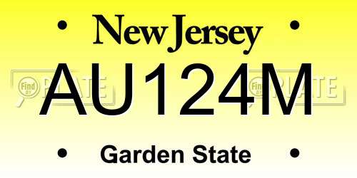AU124M New Jersey License Plate
