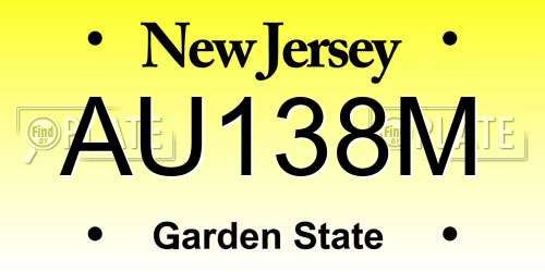 AU138M New Jersey License Plate