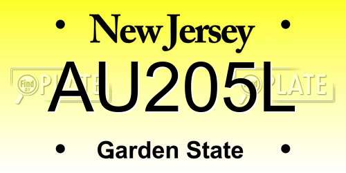 AU205L New Jersey License Plate