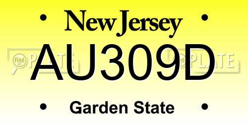 AU309D New Jersey License Plate