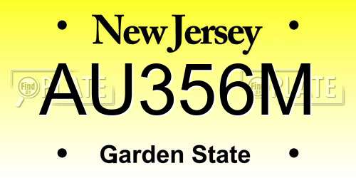 AU356M New Jersey License Plate