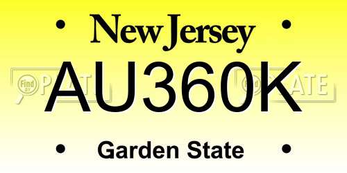 AU360K New Jersey License Plate