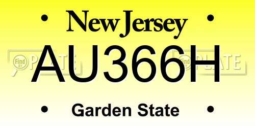 AU366H New Jersey License Plate