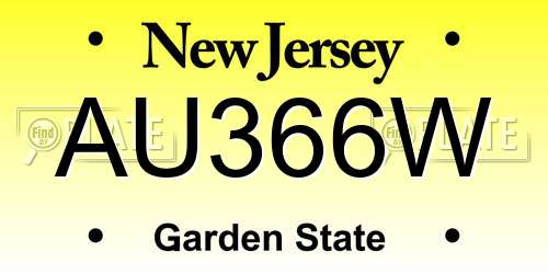 AU366W New Jersey License Plate