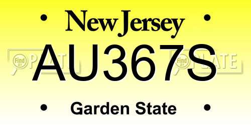 AU367S New Jersey License Plate