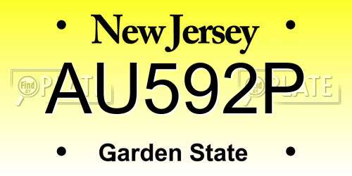 AU592P New Jersey License Plate