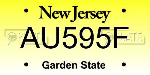 AU595F New Jersey License Plate