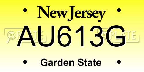 AU613G New Jersey License Plate