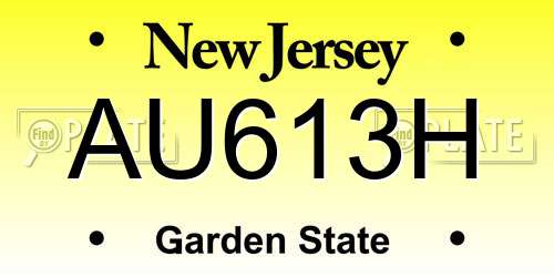 AU613H New Jersey License Plate