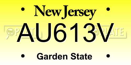AU613V New Jersey License Plate