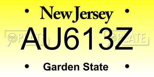 AU613Z New Jersey License Plate