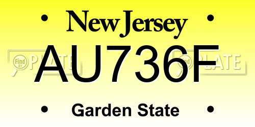 AU736F New Jersey License Plate