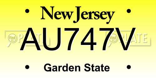 AU747V New Jersey License Plate