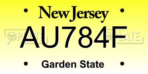AU784F New Jersey License Plate