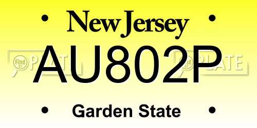 AU802P New Jersey License Plate