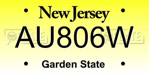 AU806W New Jersey License Plate