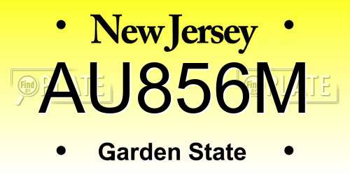 AU856M New Jersey License Plate