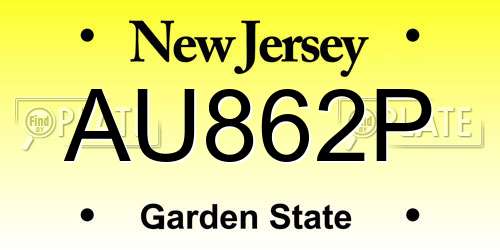 AU862P New Jersey License Plate