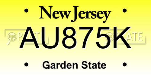 AU875K New Jersey License Plate