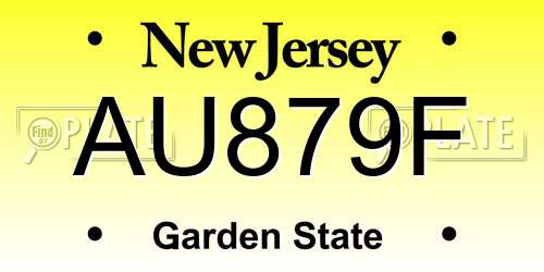 AU879F New Jersey License Plate