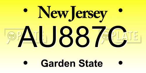 AU887C New Jersey License Plate