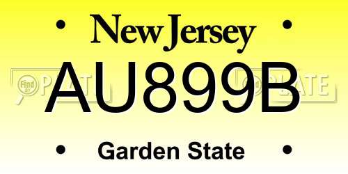 AU899B New Jersey License Plate