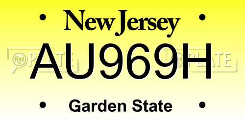 AU969H New Jersey License Plate