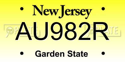AU982R New Jersey License Plate