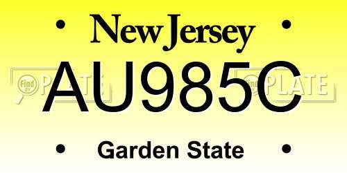 AU985C New Jersey License Plate