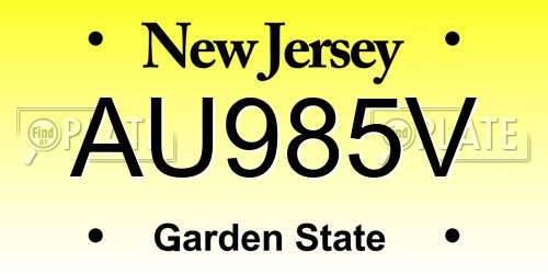 AU985V New Jersey License Plate
