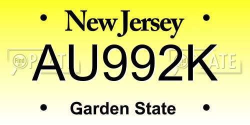 AU992K New Jersey License Plate