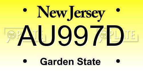 AU997D New Jersey License Plate