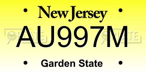 AU997M New Jersey License Plate