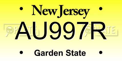 AU997R New Jersey License Plate