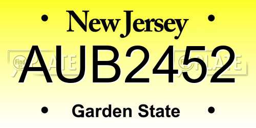 AUB2452 New Jersey License Plate