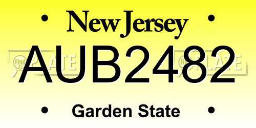 AUB2482 New Jersey License Plate