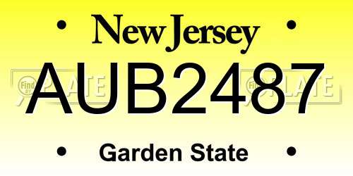 AUB2487 New Jersey License Plate