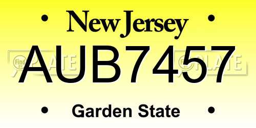 AUB7457 New Jersey License Plate