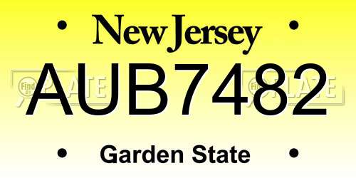 AUB7482 New Jersey License Plate