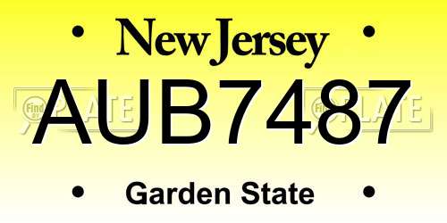 AUB7487 New Jersey License Plate