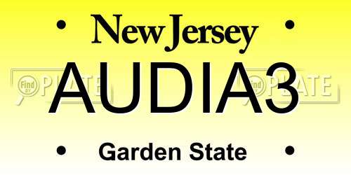 AUDIA3 New Jersey License Plate