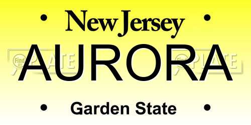 AURORA New Jersey License Plate