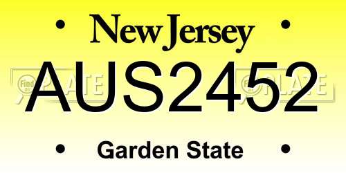 AUS2452 New Jersey License Plate