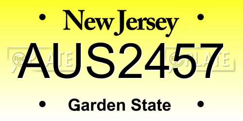 AUS2457 New Jersey License Plate