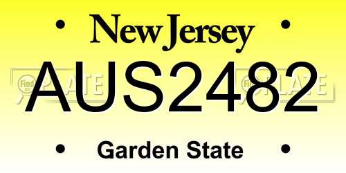 AUS2482 New Jersey License Plate